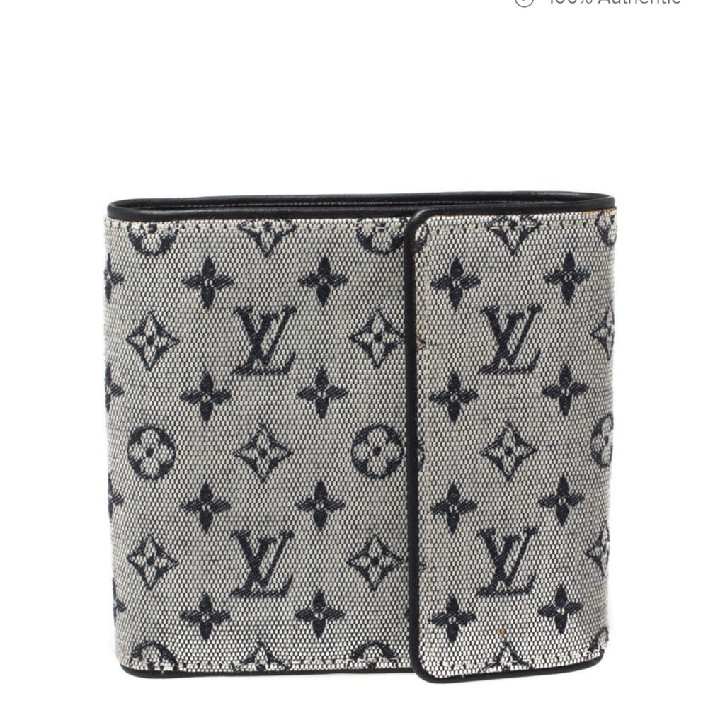 LOUIS VUITTON Blue Denim Monogram Mini Lin Compact Wallet! NEW! RARE FIND